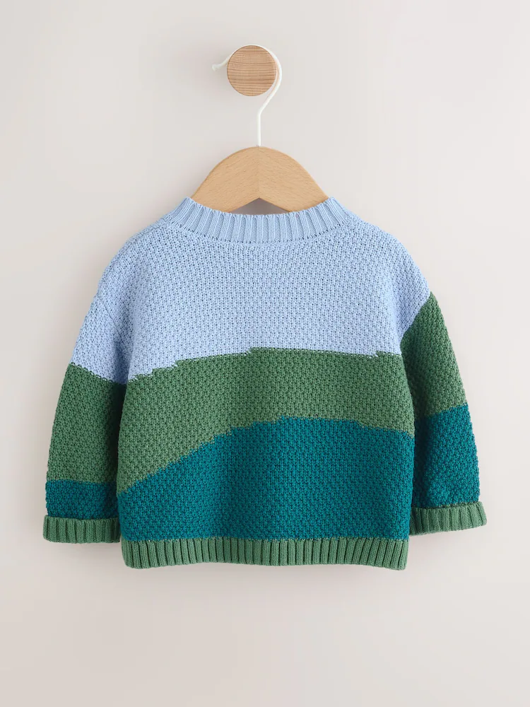 Blue/Green Baby Embroidered Cardigan (0mths-2yrs)
