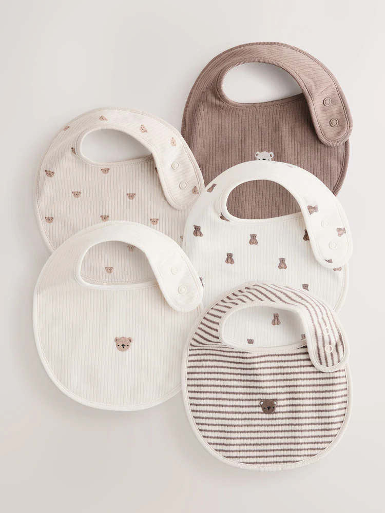 Brown Baby Bibs 5 Pack